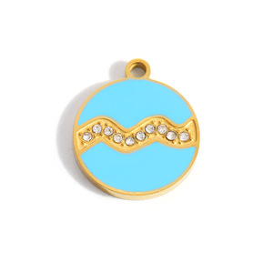 SUMMLY Vente en gros Pendentifs tendance Goutte d'huile 12 signes <span class=keywords><strong>du</strong></span> zodiaque DIY Plaqué or 18 carats Charmes en acier inoxydable Bijoux de mode - Product Image 2