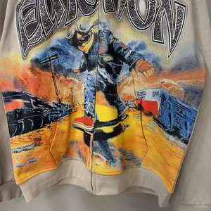 Sudadera con Capucha de Alta Calidad 100% Algodón con Estampado de Grafiti Colorido de Emociones Mixtas y Logotipo de Letras Brillantes para Hombre - Product Image 3