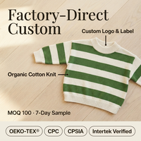 Vêtements en coton biologique pour enfants, pulls tricotés pour garçons, motif personnalisé, fournisseur de vêtements pour enfants OEM ODM