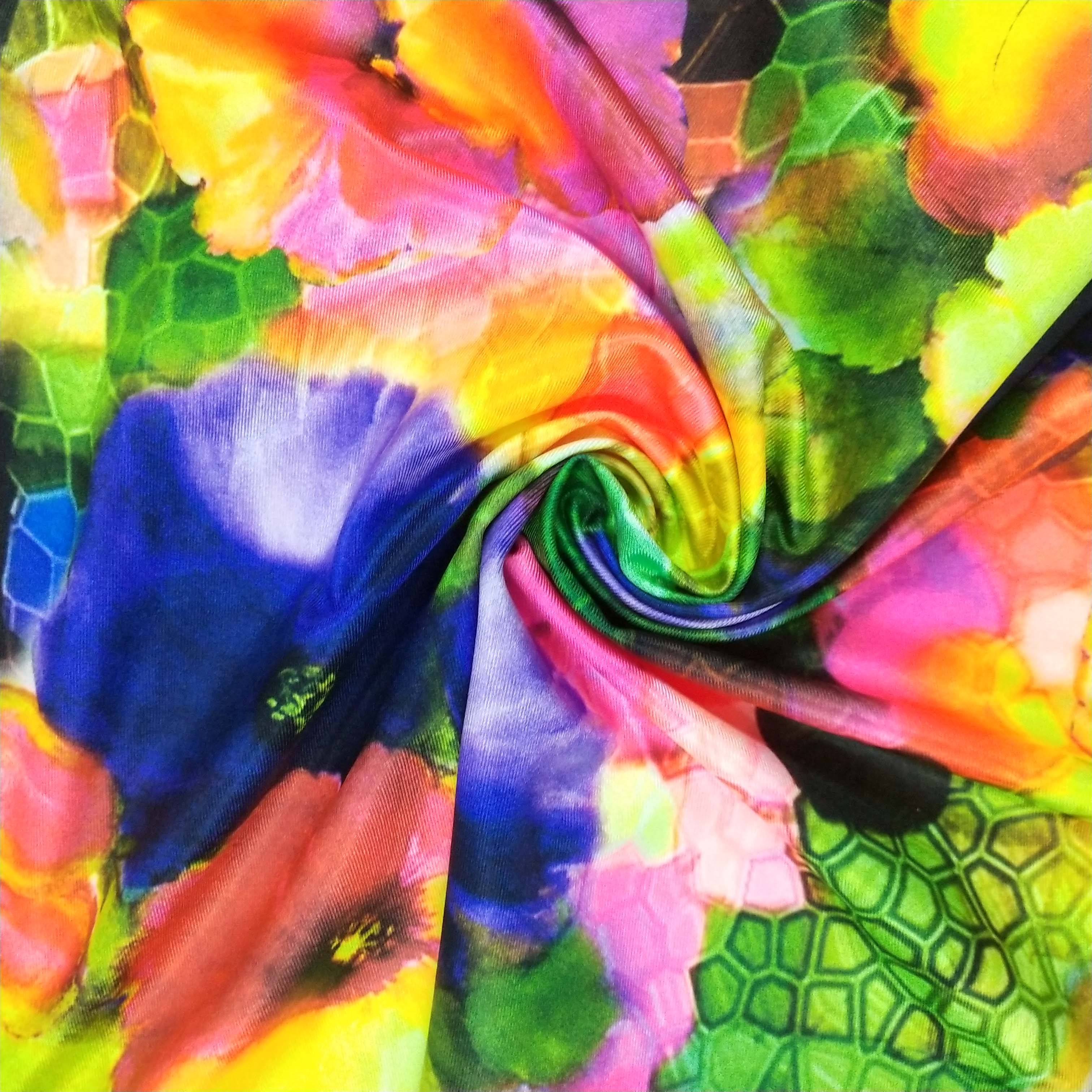 Фабричная неоновая Полиэстеровая ткань с принтом на заказ для купальников