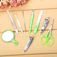 Kit de manucure professionnel en gros avec étui, ciseaux à ongles Apple, outils de voyage, coupe-ongles 8 pièces en acier inoxydable