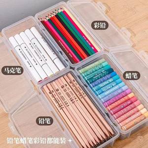 Soporte de plástico transparente para papelería, gran capacidad para lápices, crayones, suministros de dibujo, caja de almacenamiento para niños, contenedor organizador - Product Image 2