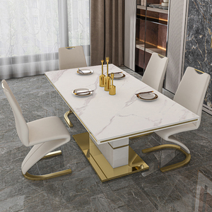 Juego de mesa de muebles de comedor de piedra de mármol artificial exótico Simple de nuevo diseño de Malasia para habitación e interior - Product Image 4