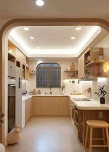 ตู้ครัวไม้ธรรมชาติคุณภาพสูงหรูหราทันสมัยทันสมัยหรูหราแยกส่วนสำหรับในร่ม - Product Image 3