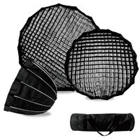 Kit d'éclairage de boîte souple parabolique portable de 70/90/120 cm avec grille Boîte souple double couche à dégagement rapide avec support et sac de transport