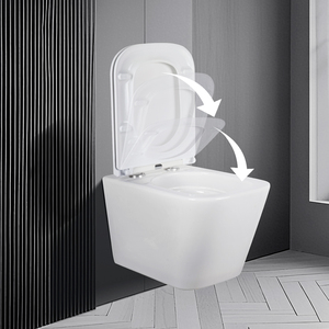 Ensemble WC mural moderne, ensemble complet pour salle de bain, design minimaliste carré blanc flottant de luxe - Product Image 6