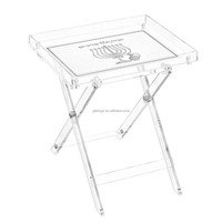 Plateau de table pliable élégant en acrylique transparent Judaica pour Hanouka avec revêtement en similicuir