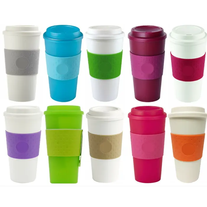 rpet wholesale plastic reusable silicone mug portable coffee cups with lid custom