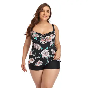 Vintage Twee Stukken Badmode Retro Bloemen Vrouwen Tankini Plus Size Badpak Push Up Swim Wear 2021 Groothandel Beachwear Hot Koop