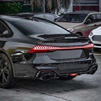 2019-2024 Kit carrosserie RS7 noir diffuseur arrière en fibre de carbone pour audi A7 C8 mise à niveau vers RS7 aileron arrière avec tuyau d'échappement
