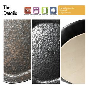 Оптовая продажа, роскошные тарелки с фруктами, наборы столовой посуды, рельефный черный, железная посуда, керамические столовые наборы - Product Image 3