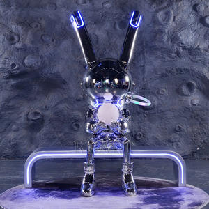 שרף גדול פסל ארנבת שרף עם ציפוי אור הירח זוהר עיצוב עבור קישוט כניסה חנות - Product Image 3