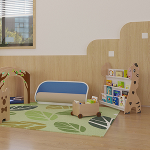 ตู้หนังสือสำหรับเด็กอนุบาล ศูนย์บริการพื้นที่อ่านหนังสือสำหรับเด็ก เฟอร์นิเจอร์ไม้ ห้องสมุด เฟอร์นิเจอร์ห้องเรียนอนุบาล - Product Image 2
