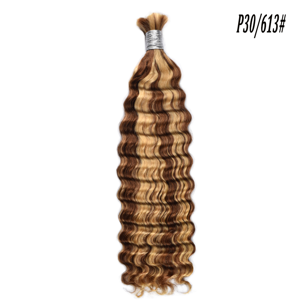 Wholesale Remy Blonde Raw INDIAN Curly Super Double Machine Weft Natural Crochet Deep Wave Bulk Human Hair Bundles Braiding Detail Section 8