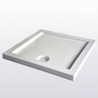 Receveur de douche carré en acrylique antidérapant Domo White, facile à installer, pour hôtels et salles de bain modernes