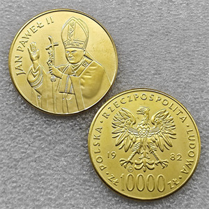 Monedas Conmemorativas de Estilo Antiguo de Polonia de 1982, 1000, 2000, 10000 Zlotych en Oro, <span class=keywords><strong>Papa</strong></span> Juan Pablo II, Regalos, Decoración <span class=keywords><strong>del</strong></span> Hogar - Product Image 3