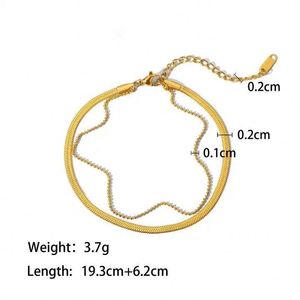 Cadena de tobillo de la suerte en metal, modelo doble con jacinto, hipoalergénica y moderna para mujer - Product Image 6