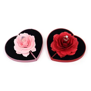 valentinstagsgeschenk 2024 romantische erhaltung wunderschöne rote herzform rosenblumenbox aus kunststoff für ring