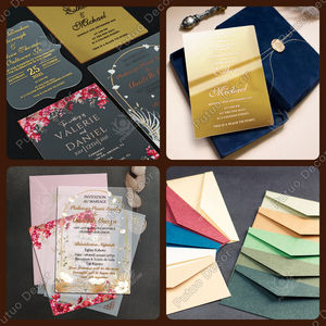 بطاقات دعوة عيد ميلاد عصرية فاخرة معدنية بالجملة، مشغولات بلاستيكية مقاومة للماء مع شعار مخصص - Product Image 5