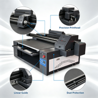 Printer UV Flatbed Format Kecil CMYK+W+O, Mesin Printer UV untuk Pencetakan pada Papan Kayu dan Casing Ponsel