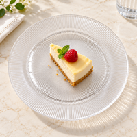 Assiettes en verre transparent côtelé, 2 tailles, pour dîner et dessert, avec logo personnalisé, vente en gros, directement de l'usine