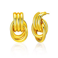 Boucles d'oreilles hypoallergéniques bicolores en or pour femmes, créoles minimalistes en acier inoxydable, étanches et tendance