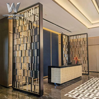 Paravent décoratif artistique moderne en acier inoxydable de luxe personnalisé, multifonctionnel pour la maison, le bureau, l'hôtel