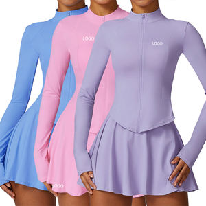Conjunto de Yoga con Protección Solar UPF50+ UV, 2 Piezas, Chaqueta de Manga Larga y Falda de Tenis para Mujer, Transpirable, de Secado Rápido, Spandex N - Product Image 3