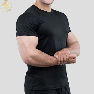 Ropa de entrenamiento transpirable de secado rápido compresión apretada acción gimnasio deporte cuello redondo manga corta hombres camisa para correr - Product Image 1