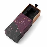 Boîte à parfum personnalisée en terrazzo or rose prune avec tiroir rotatif et insert noir pour marques de détail et vente en gros