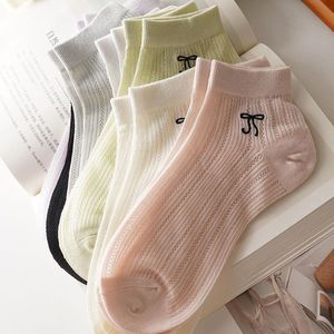 Women Breathable Short <b>Socks</b> Solid Color Bow Mesh Low Cut Summer Casual <b>Socks</b> - Product Image 3
