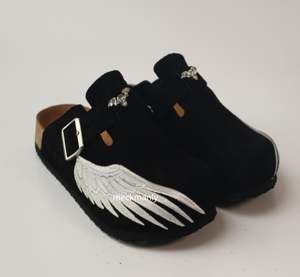 Mules unisexes en cuir véritable de haute qualité, personnalisées, pantoufles en liège pour femmes, pantoufles en cuir de luxe - Product Image 1