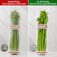 Sacs plats personnalisés en CPP pour légumes et céleri, qualité alimentaire, thermoscellables, imprimés en héliogravure pour l'agriculture