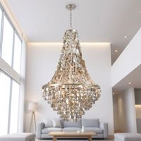 Lustre suspendu LED multi-niveaux en coquillages Capiz, cadre en acier, style luxe côtier, pour salon, salle à manger, maison de plage
