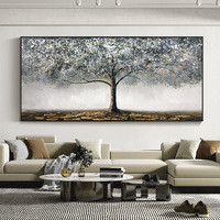 Peintures à l'huile sur toile d'art mural moderne faites à la main, arbre à argent, paysage texturé, peinture décorative pour la décoration de la maison
