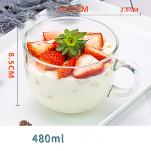 Vaso Transparente Ecológico con Marco Dorado para Beber Té, Jugo, Agua, Café, con Tapa, Asa y Cuchara, Logotipo Personalizado - Product Image 5