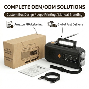<span class=keywords><strong>Radio</strong></span> Solar Portátil de Emergencia de 2000mAh con Manivela, AM FM WB NOAA, <span class=keywords><strong>Radio</strong></span> Meteorológica con Linterna, Lámpara de Lectura, Alerta SOS y Banco de Energía - Product Image 1
