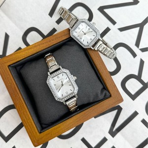 Korean Style Women's Quartz <b>Watch</b> Stainless Steel <b>Case</b> Rhinestone Square Dial Analog Display Butterfly Clasp 8mm Thickness - Product Image 1