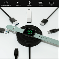 Carga rápida inalámbrica 6 en 1 divisor Usb C Hubs tipo C Pd 3,0 Adaptador 7 en 1 multipuerto para estación de acoplamiento de computadora portátil y teléfono