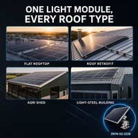 Panneau solaire rigide léger de type N TOPCon 520W, 7,3 kg par mètre carré, sans renfort pour projet solaire sur toit en acier