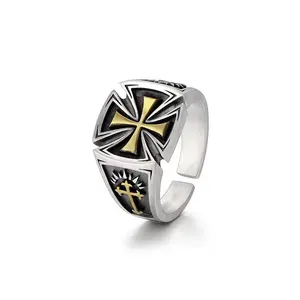 Wholesale Cheap High Quality Fashion Jewelry Rings Punk Men Vintage Silver Cross Alloy Mens Rings