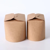 Boîte à nouilles à fond rond 64oz seau en papier de poulet frit kfc récipient à collation en papier kraft jetable personnalisé