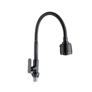 <span class=keywords><strong>Robinet</strong></span> de cuisine à levier unique en zinc à bas prix, <span class=keywords><strong>flexible</strong></span>, plaqué noir, montage mural, <span class=keywords><strong>robinet</strong></span> de cuisine à eau froide unique - Product Image 2