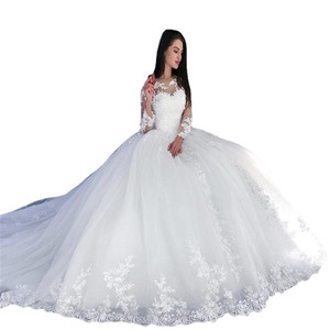 <b>Bridal</b> Wedding Dress Ball Gown Lace Appliqu Long <b>Sleeve</b> Sweetheart Neckline White Princess Waistline Vintage Style - Product Image 4