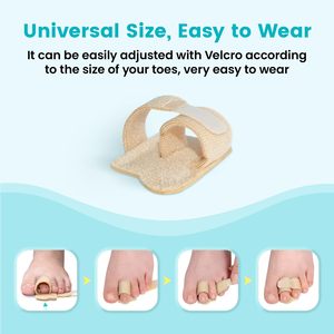 Correttore per dita incrociate da donna, tutore in tessuto confortevole e regolabile, antiscivolo, con gel di silicone beige, confezione da 2 - Hallux Valgus - Product Image 5