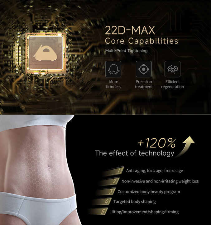 2 in 1 New 22D max Skin Rejuvenation Fat Reduce Skin Firming Machine Slimming SMAS Facial Lift Body Shaping Machine