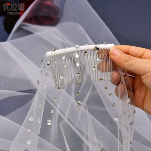 2023 approvisionnement d'usine de haute qualité Long <span class=keywords><strong>court</strong></span> voile cristal mariage voile de <span class=keywords><strong>mariée</strong></span> accessoires de mariage - Product Image 4