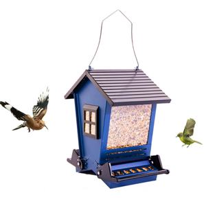 Oniya Mangeoire à oiseaux suspendue en métal résistant aux écureuils de grande capacité pour l'extérieur Graines pour oiseaux sauvages avec perche bilatérale activée par le poids - Product Image 1