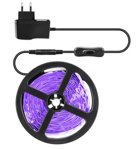 Kit de luz de led ultravioleta, 12v 395nm, à prova d' água, flexível, com adaptador de energia