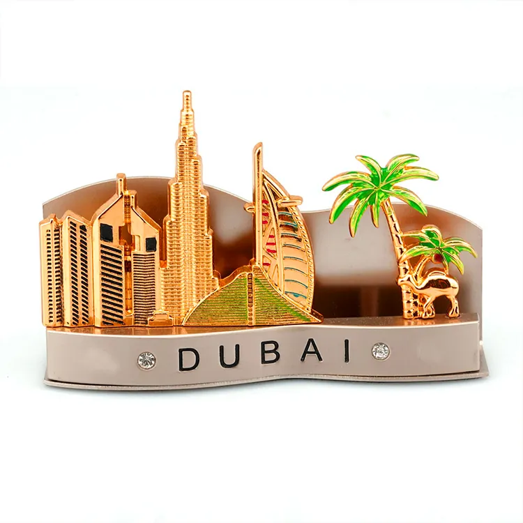 Suvenir Pemegang Kartu Dubai Mewah Logam Paduan Seng Logam Murah Desain Kustom